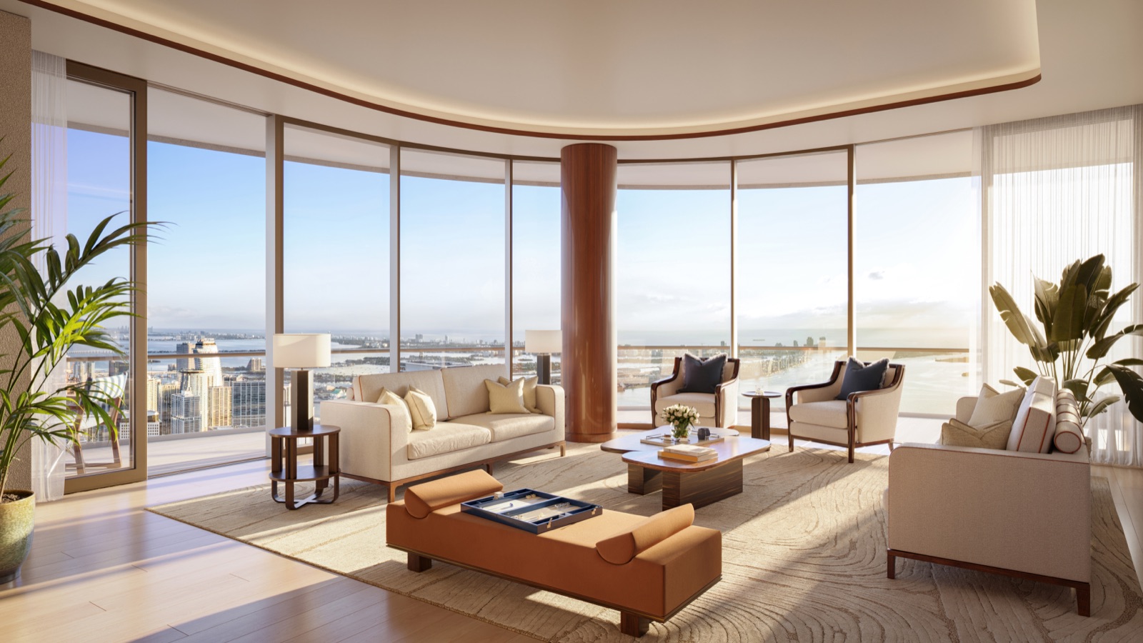 Canaletto Penthouse great room with 20-foot ceilings and sweeping views.